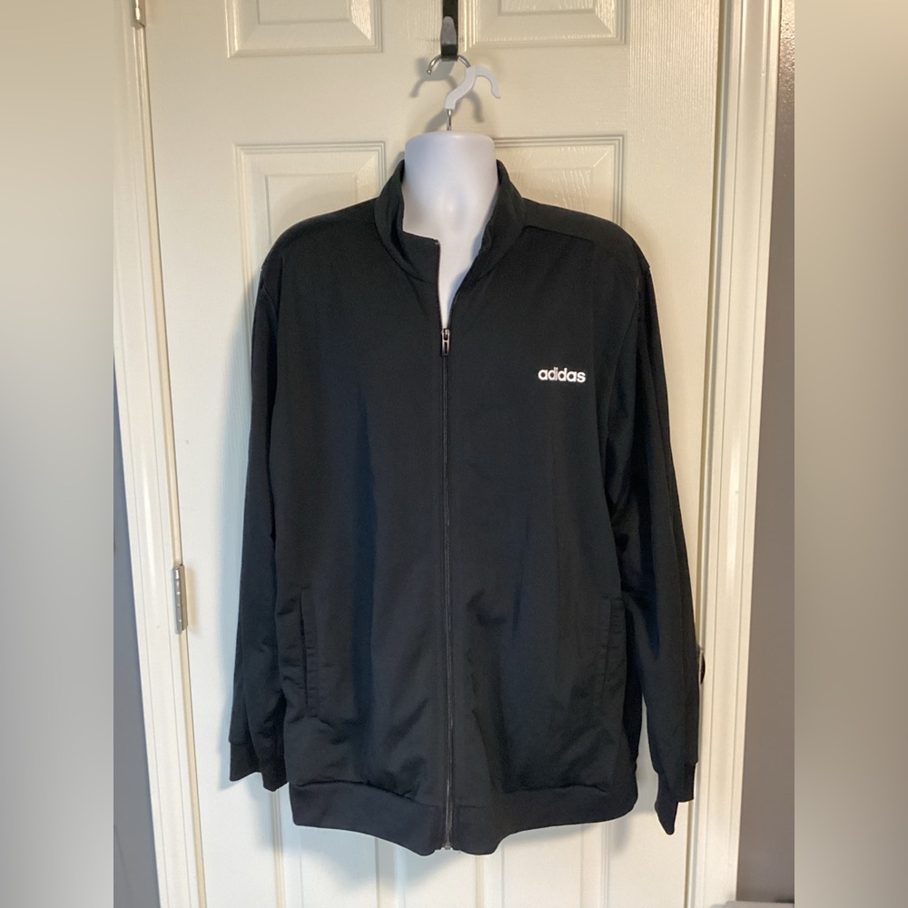 Black Adidas zip-up y2k track jacket with pockets-size 2xl